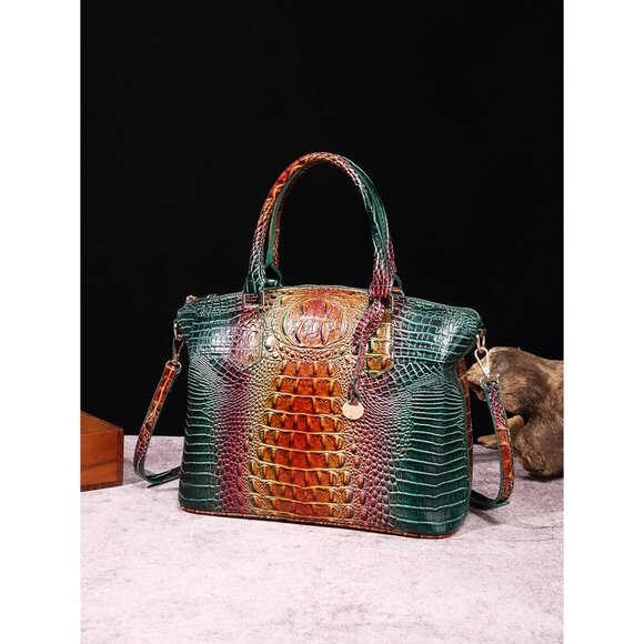 Sophisticated Crocodile Embossed Women's Purse - Spacious Tote & Crossbody - Picture 8 of 8